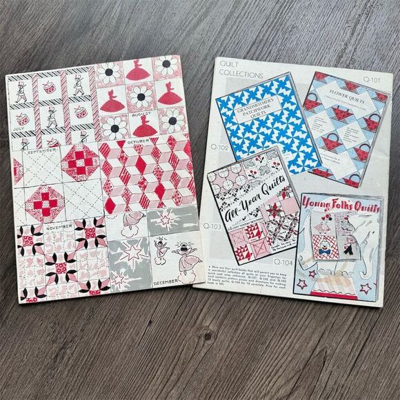 Vintage 50s Quilt Pattern Books Lot of 2 Covered Wagon& All-Year 24 Patterns - Picture 4 of 10